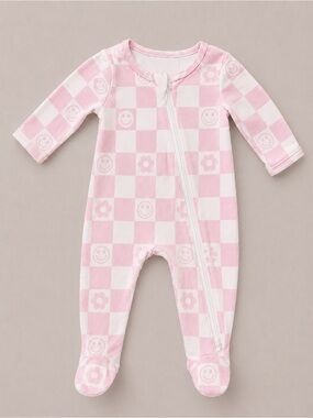 Toby - Sleeper W/ Pink & White Checkered Print (Rayon & Poly) - 0-3M